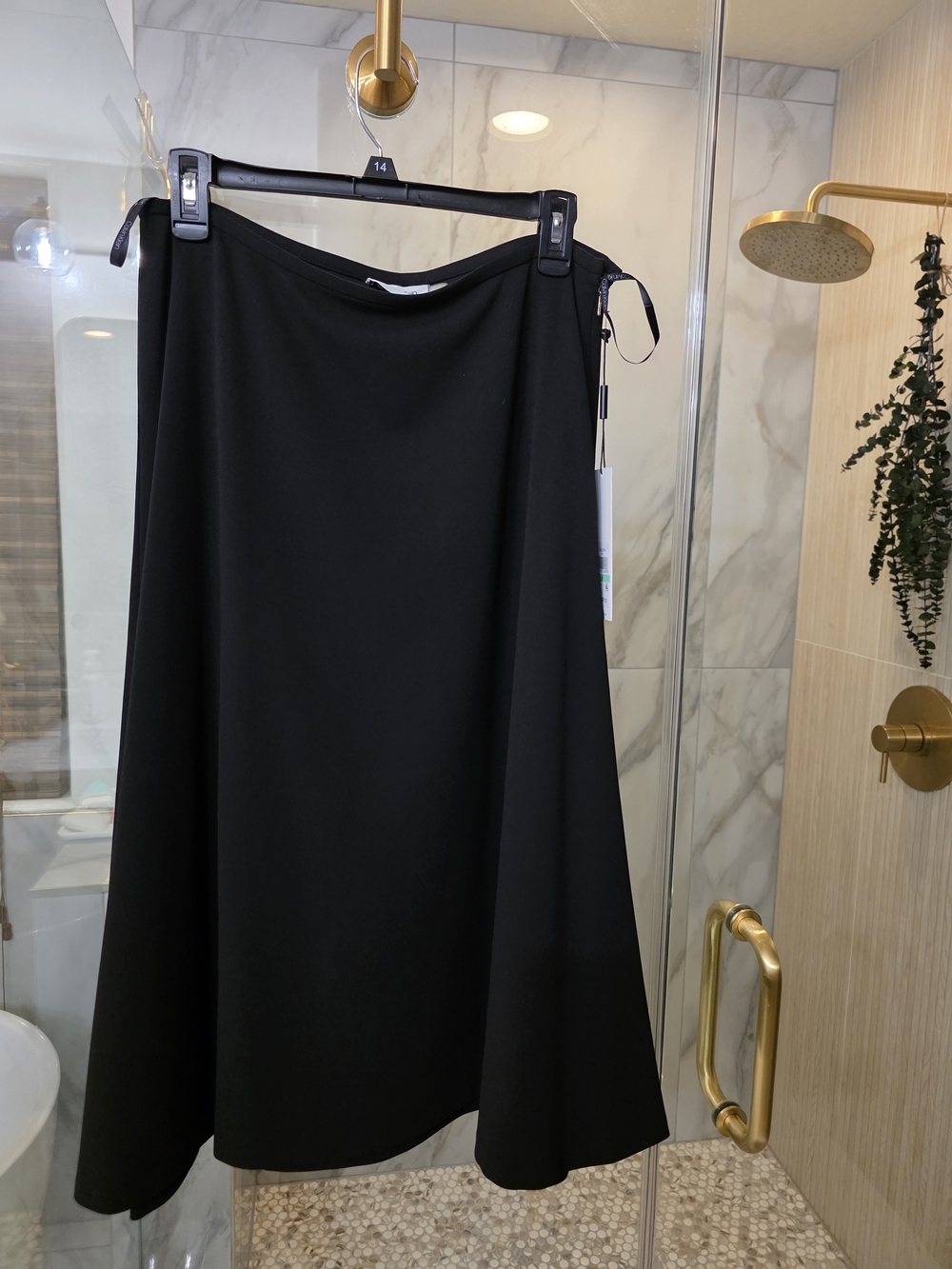 Calvin Klein Black A-Line Midi Skirt SZ 8